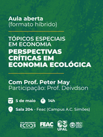 Economia ecológica é tema de aula aberta na UFAL na próxima semana