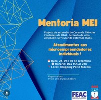 Estudantes promovem Mentoria MEI no Shopping Pátio Maceió dias 28 a 30 de setembro