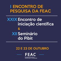 I ENCONTRO DE PESQUISA DA FEAC - CONVITE E PROGRAMAÇÃO