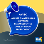PROGRAD informa sobre novo prazo para ajustes e matrículas em vagas remanescentes.