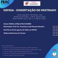 Convite para Defesa de Dissertação da aluna MARIA LUCÉLIA FÉLIX NUNES