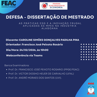 Convite para Defesa de Dissertação da discente CAROLINE SIMÕES GONÇALVES PADILHA PINA