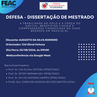 Convite para Defesa de Dissertação do aluno AUGUSTO DA SILVA ROMEIRO