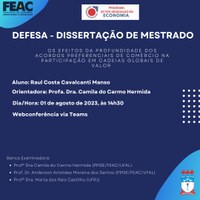 Convite para Defesa de Dissertação do aluno RAUL COSTA CAVALCANTI MANSO