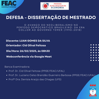 Convite para Defesa de Dissertação do discente LUAN GOMES DA SILVA