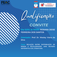 Convite para Qualificação de Projeto da discente ROSANA DEISE FERREIRA DOS SANTOS