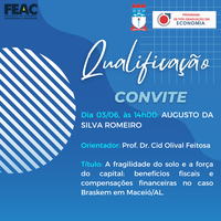 Convite para Qualificação do discente AUGUSTO DA SILVA ROMEIRO