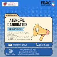 📢 INSCRIÇÕES ABERTAS – Mestrado em Economia (PPGE/UFAL)