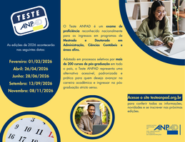 Coordenação do Teste ANPAD divulga cronograma para 2026