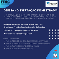 Convite para a Defesa da aluna MONIQUE SILVA DE GODÓI MARTINS