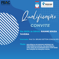 Convite para a qualificação da discente  RAIANE SOUZA TAVEIRA