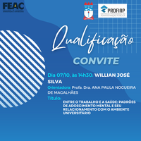 Convite para a qualificação do discente WILLIAN JOSÉ SILVA