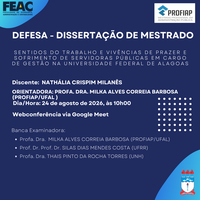 Convite para Defesa da discente NATHÁLIA CRISPIM MILANÊS