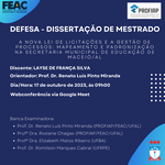 Convite para Defesa de Dissertação da aluna LAYSE DE FRANÇA SILVA