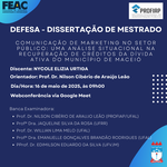 Convite para Defesa de Dissertação da aluna NYCOLE ELIZIA URTIGA
