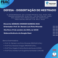 Convite para Defesa de Dissertação da discente BÁRBARA WERNER BARBOSA DIAS