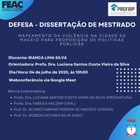 Convite para Defesa de Dissertação da discente BIANCA LIMA SILVA