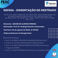 Convite para defesa de Dissertação da discente LIDIANE DE ALMEIDA PEREIRA