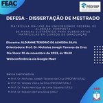 Convite para Defesa de Dissertação da aluna ALDIANNE TENORIO DE ALMEIDA SILVA
