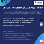 Convite para Defesa de Dissertação do aluno DAYVSON CASSIANO LIMA DOS SANTOS