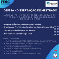 Convite para Defesa de Dissertação do aluno JOÃO CARLOS BELARMINO AGUIAR