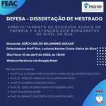 Convite para Defesa de Dissertação do aluno JOÃO CARLOS BELARMINO AGUIAR