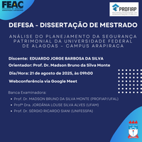 Convite para Defesa de Dissertação do discente EDUARDO JORGE BARBOSA DA SILVA