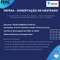 Convite para Defesa de Dissertação do discente FELIPE GARBINATTO BELLÉ
