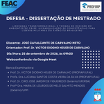 Convite para Defesa de dissertação do discente JOSÉ CAVALCANTE DE CARVALHO NETO