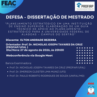 Convite para Defesa do discente ELTON ANDRADE BEZERRA