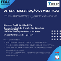 Convite para Defesa de dissertação do discente TIAGO ALMEIDA SILVA