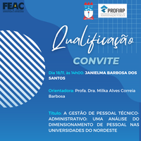 Convite para Qualificação da discente JANIELMA BARBOSA DOS SANTOS
