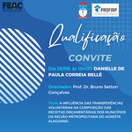 Convite para Qualificação do Projeto da discente DANIELLE DE PAULA CORREIA BELLÉ