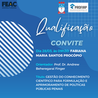 Convite para Qualificação de Projeto da discente FABIANA MARIA SANTOS PROCÓPIO