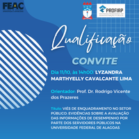 Convite para Qualificação de Projeto da discente LYZANDRA MARTHYELLY CAVALCANTE LIMA