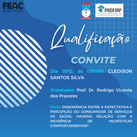 Convite para Qualificação de Projeto do discente CLEDISON SANTOS SILVA
