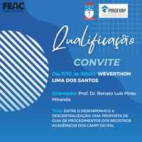 Convite para Qualificação de Projeto do discente WEVERTHON LIMA DOS SANTOS