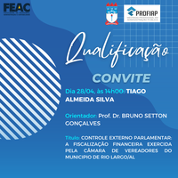 Convite para Qualificação do aluno TIAGO ALMEIDA SILVA