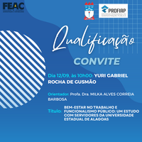 Convite para Qualificação do discente - YURI GABRIEL ROCHA DE GUSMÃO