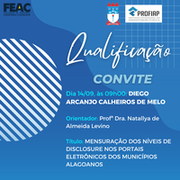 Convite para Qualificação do Projeto do discente DIEGO ARCANJO CALHEIROS DE MELO