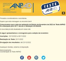 Edição de Novembro de 2022 do Teste ANPAD Antecipada